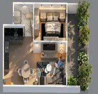F 1 pool level street + 10 m2 private garden