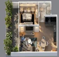 F 2 pool level street + 10 m2 private garden