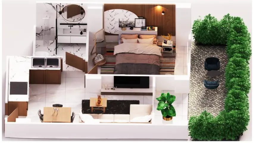 Aمستوى حمام السباحة يطل على الشارع + 10 م2 بحديقة خاصة 2